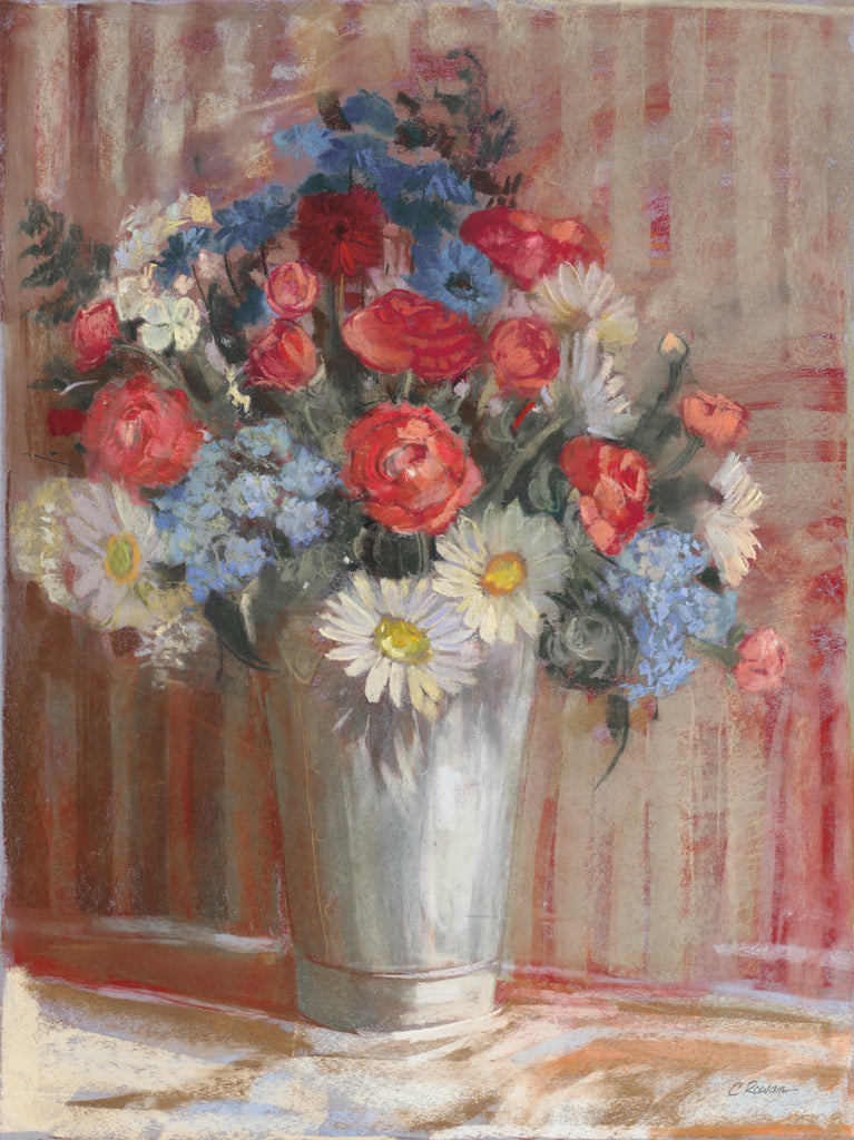 Reproduction of Vase of Flowers Patriotic by Carol Rowan - Wall Decor Art