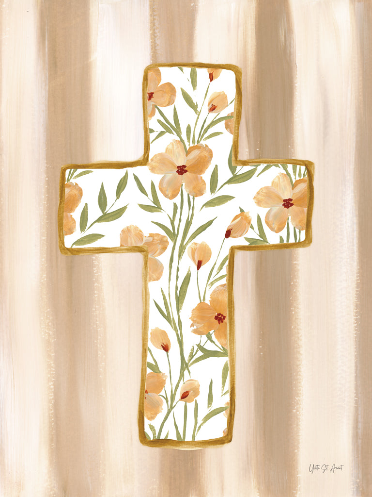Reproduction of Floral Cross I by Yvette St. Amant - Wall Decor Art