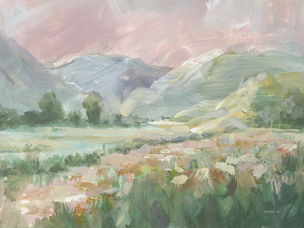 Reproduction of Field of Pink Flowers by Danhui Nai - Wall Decor Art