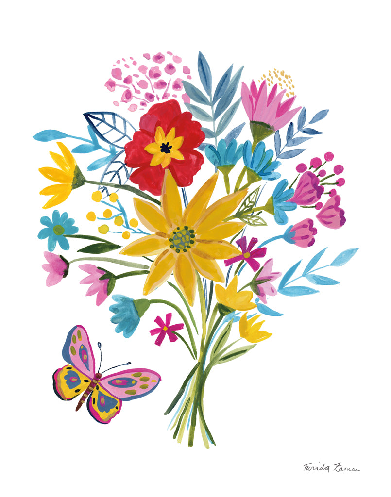 Reproduction of Butterfly Bouquet II by Farida Zaman - Wall Decor Art
