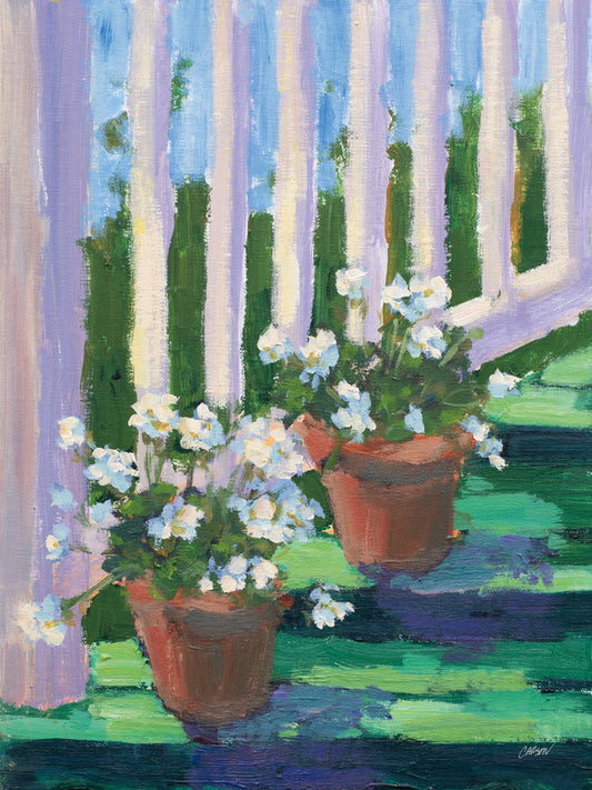 Reproduction of Geraniums on the Porch by Carson Overstreet - Wall Decor Art
