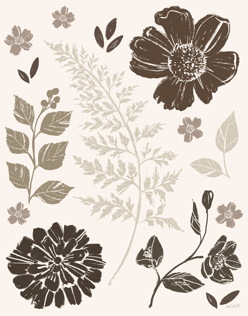 Reproduction of Flower Feast II Brown v2 by Anne Tavoletti - Wall Decor Art