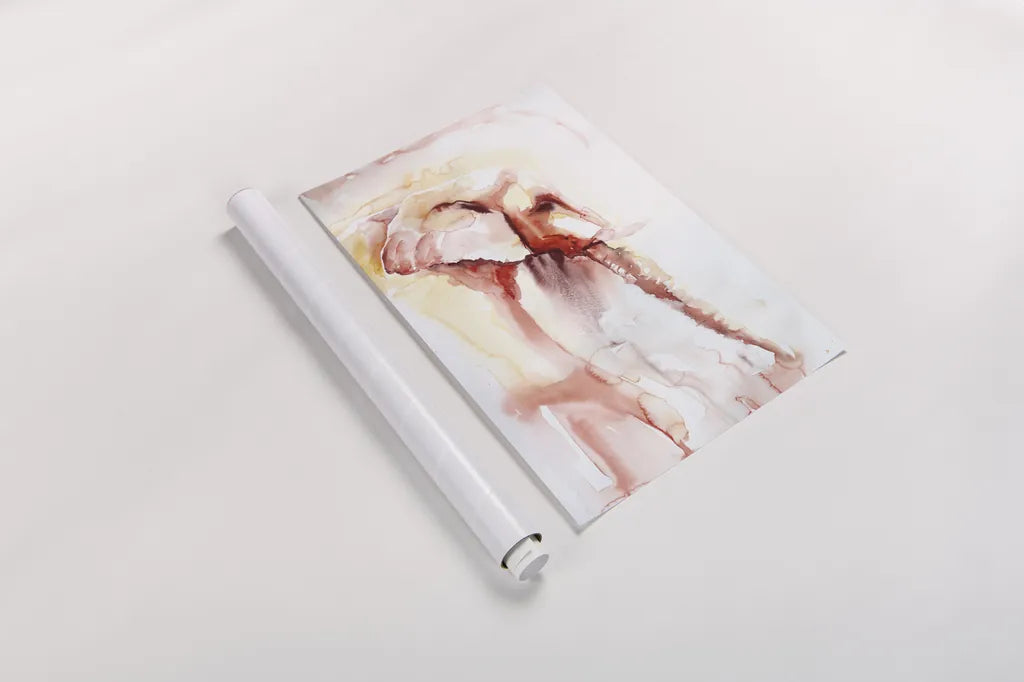 African Elephant by Aimee Del Valle. shown as a rolled paper print. Available as archival giclee rolled canvas, fine art paper, or poster print. SKU 45775h.