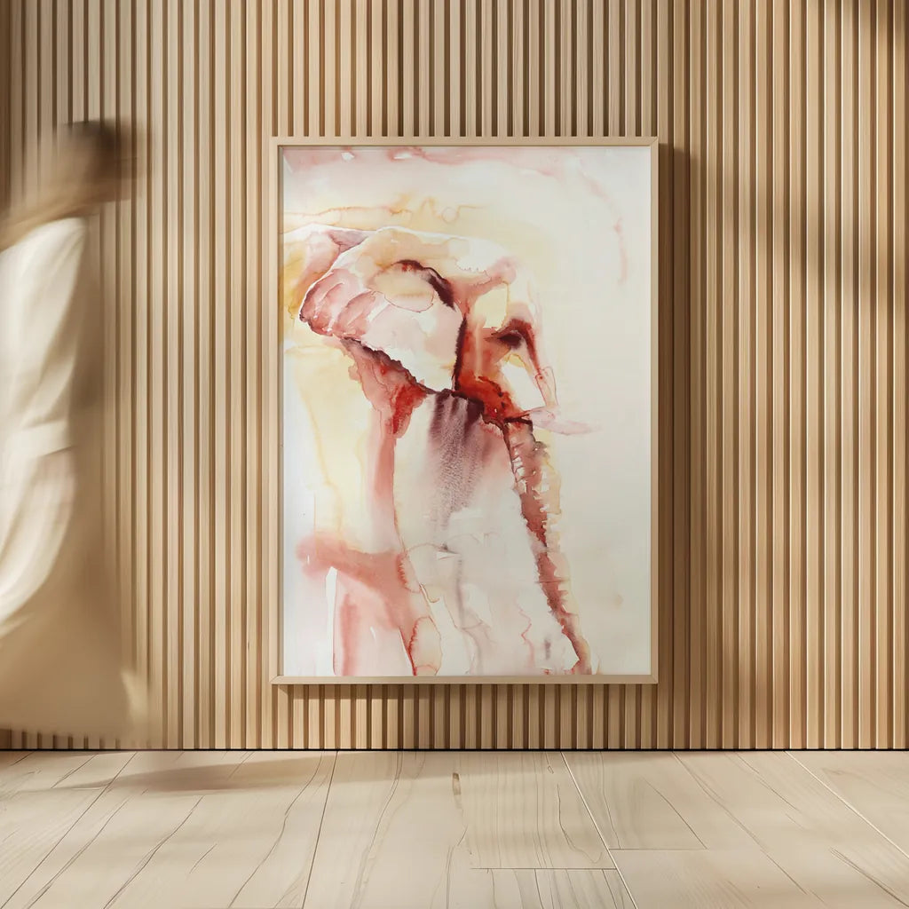 African Elephant by Aimee Del Valle. shown as over sized large wall art. Available as an archival giclee rolled canvas, fine art paper, or poster print. SKU 45775h.