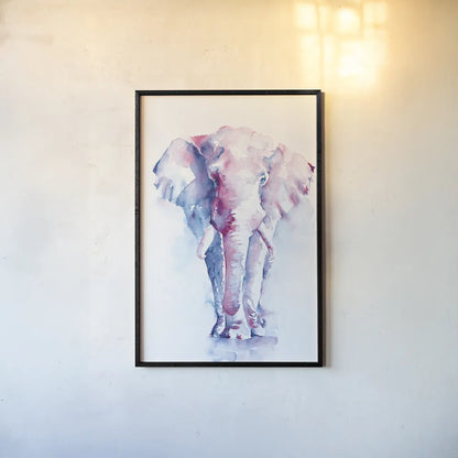 An Elephant Never Forgets by Aimee Del Valle. shown as a paper print in a black flame. Available as a archival giclee rolled canvas, fine art paper, or poster print. SKU 45776h.