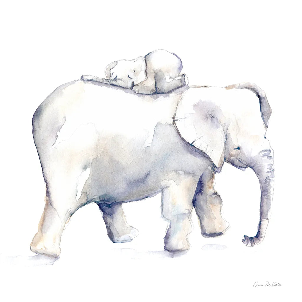 Baby Elephant Love III by Aimee Del Valle. SKU 70158a. Archival Giclee Fine art print for wall decor.