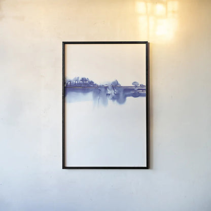 Blue Horizon I by Aimee Del Valle. shown as a paper print in a black flame. Available as a archival giclee rolled canvas, fine art paper, or poster print. SKU 68321h.