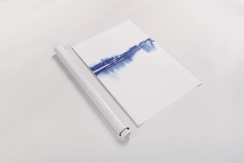 Blue Horizon II by Aimee Del Valle. shown as a rolled paper print. Available as archival giclee rolled canvas, fine art paper, or poster print. SKU 68322h.