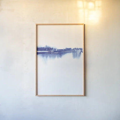 Blue Horizon II by Aimee Del Valle. shown as a paper print in a natural frame. Available as a archival giclee rolled canvas, fine art paper, or poster print. SKU 68322h.