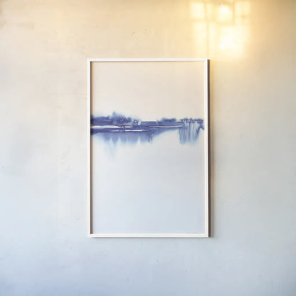 Blue Horizon II by Aimee Del Valle. shown as a paper print in a white frame. Available as a archival giclee rolled canvas, fine art paper, or poster print. SKU 68322h.