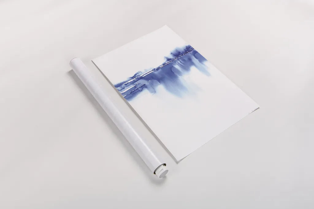 Blue Horizon IV by Aimee Del Valle. shown as a rolled paper print. Available as archival giclee rolled canvas, fine art paper, or poster print. SKU 68324h.