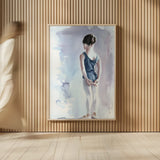 First Day at Ballet by Aimee Del Valle. shown as over sized large wall art. Available as an archival giclee rolled canvas, fine art paper, or poster print. SKU 45767h.