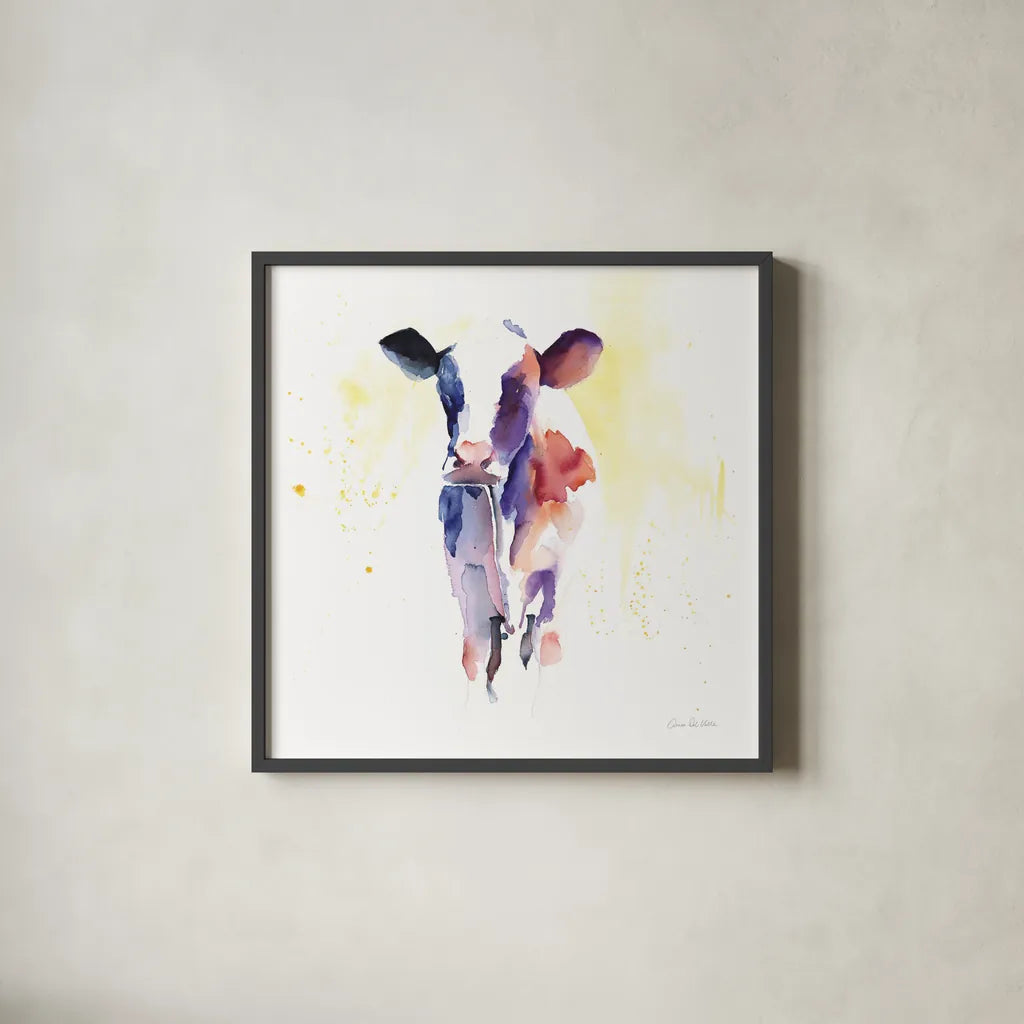 Holstein II by Aimee Del Valle. Shown in a sleek black glass frame for a contemporary gallery look. Available as an archival giclee rolled canvas, fine art paper, or poster print. SKU 64953a.