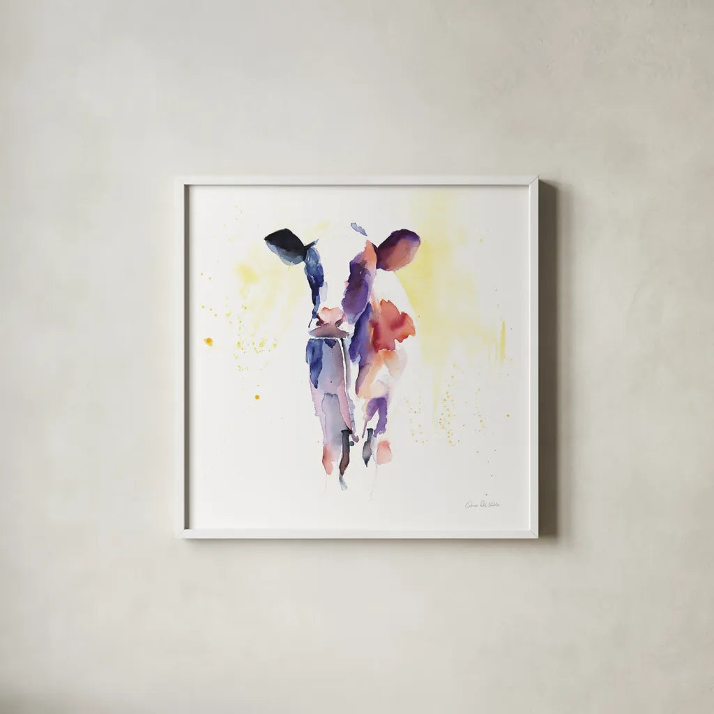 Holstein II by Aimee Del Valle. Shown in a crisp white glass frame for a clean and minimalist style. Available as an archival giclee rolled canvas, fine art paper, or poster print. SKU 64953a.