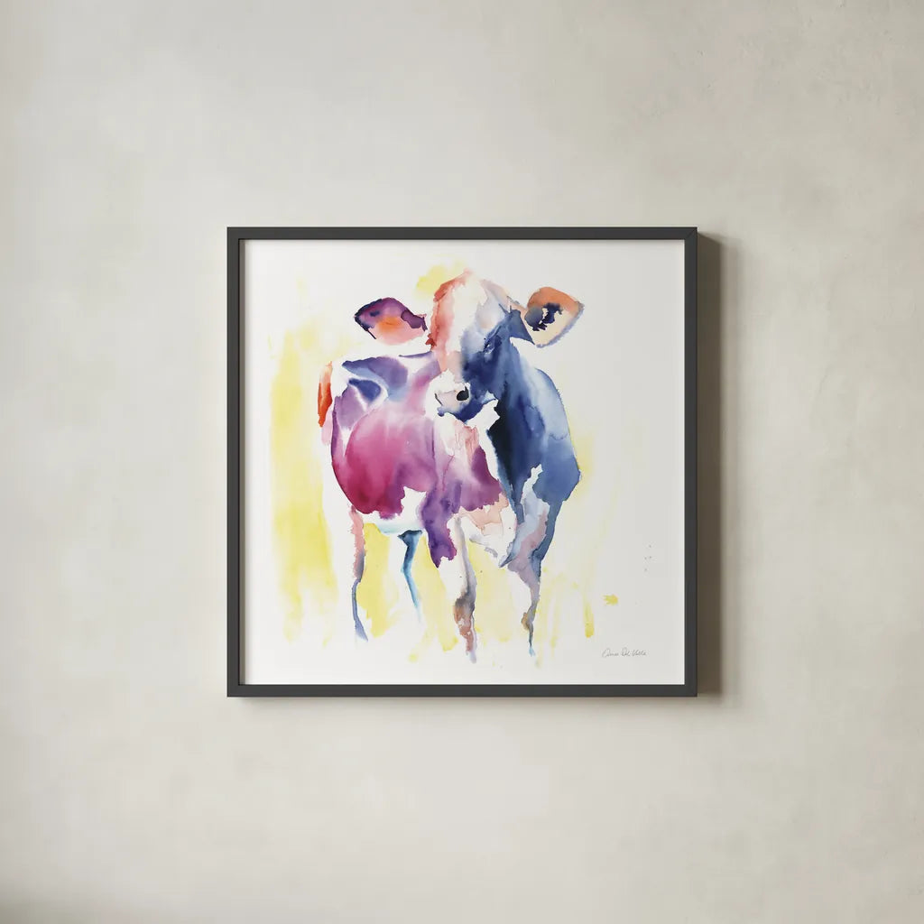 Holstein III by Aimee Del Valle. Shown in a sleek black glass frame for a contemporary gallery look. Available as an archival giclee rolled canvas, fine art paper, or poster print. SKU 64954a.