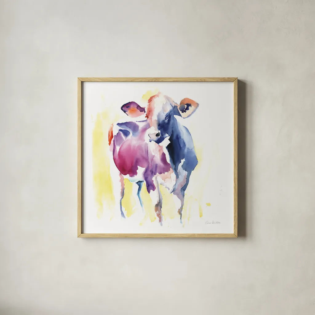 Holstein III by Aimee Del Valle. Shown in a natural wood glass frame for a timeless modern aesthetic. Available as an archival giclee rolled canvas, fine art paper, or poster print. SKU 64954a.