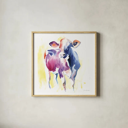 Holstein III by Aimee Del Valle. Shown in a natural wood glass frame for a timeless modern aesthetic. Available as an archival giclee rolled canvas, fine art paper, or poster print. SKU 64954a.