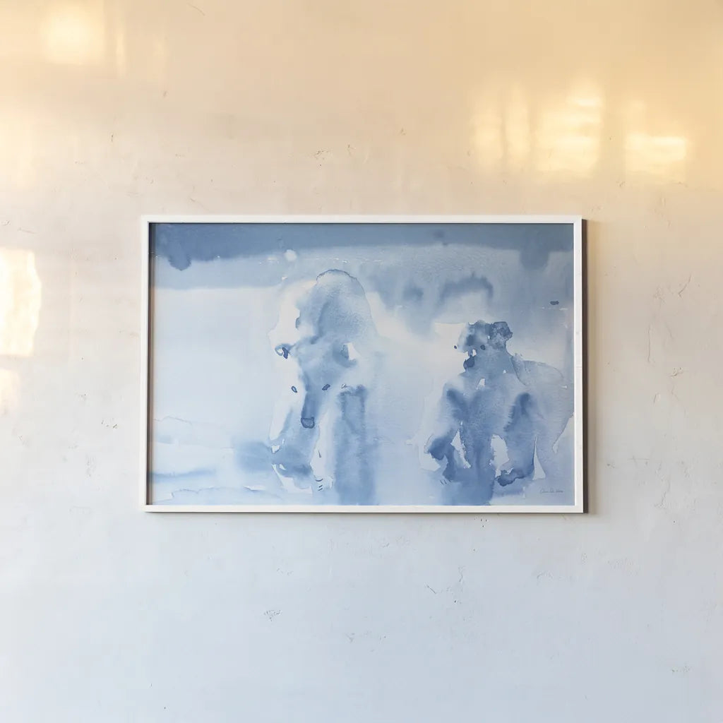 Ice Bears by Aimee Del Valle. shown as a paper print in a white frame. Available as a archival giclee rolled canvas, fine art paper, or poster print. SKU 45770i.