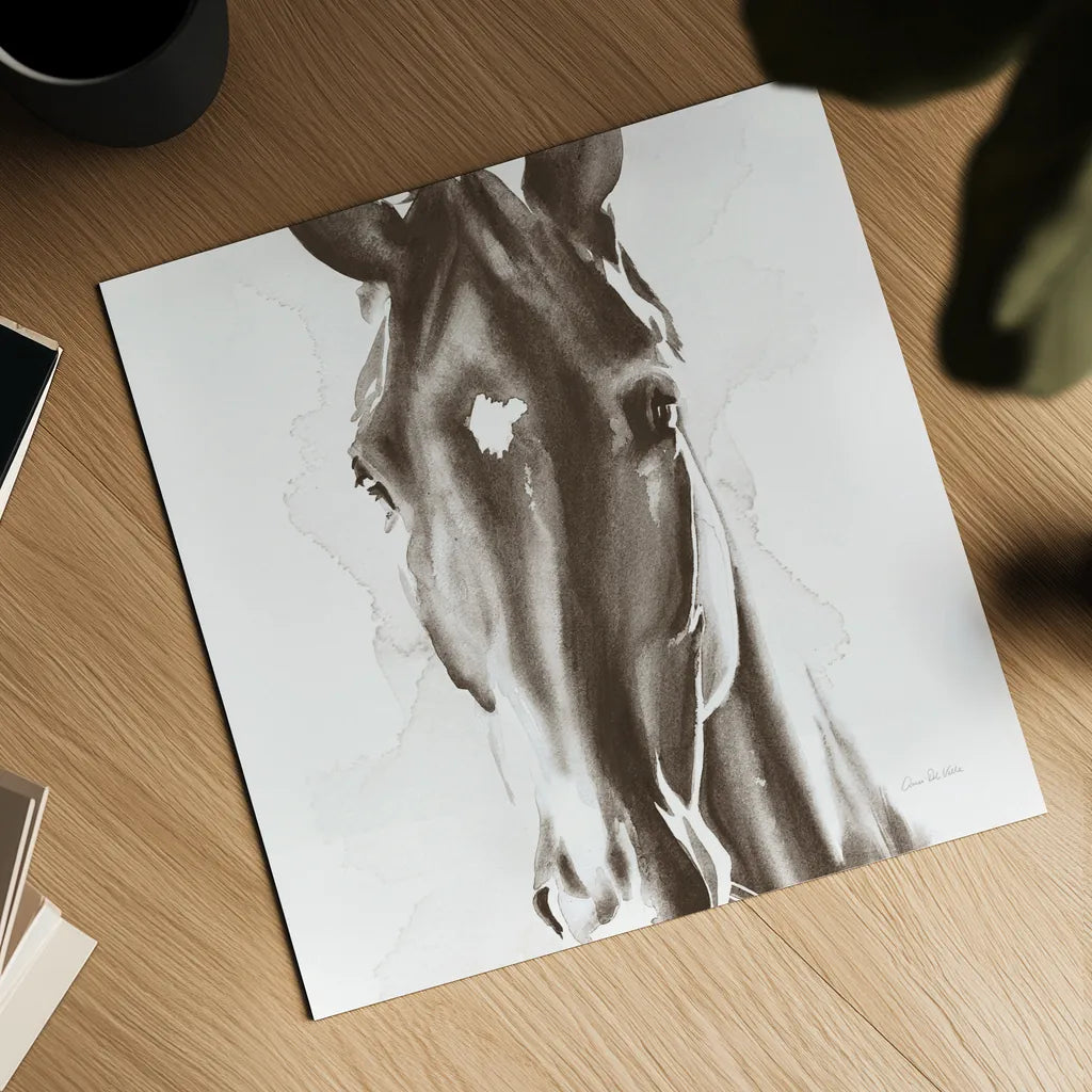 Le Cheval Noir Brown Crop by Aimee Del Valle. Shown as a detailed flat fine art print, highlighting archival giclee quality. Available as an archival giclee rolled canvas, fine art paper, or poster print. SKU 48164a.