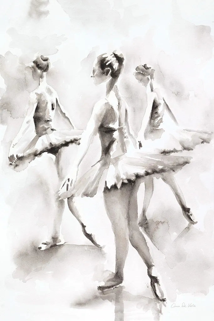 Three Ballerinas by Aimee Del Valle. SKU 45758h. Archival Giclee Fine art print for wall decor.