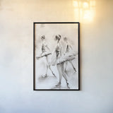 Three Ballerinas by Aimee Del Valle. shown as a paper print in a black flame. Available as a archival giclee rolled canvas, fine art paper, or poster print. SKU 45758h.