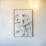 Three Ballerinas by Aimee Del Valle. shown as a paper print in a natural frame. Available as a archival giclee rolled canvas, fine art paper, or poster print. SKU 45758h.