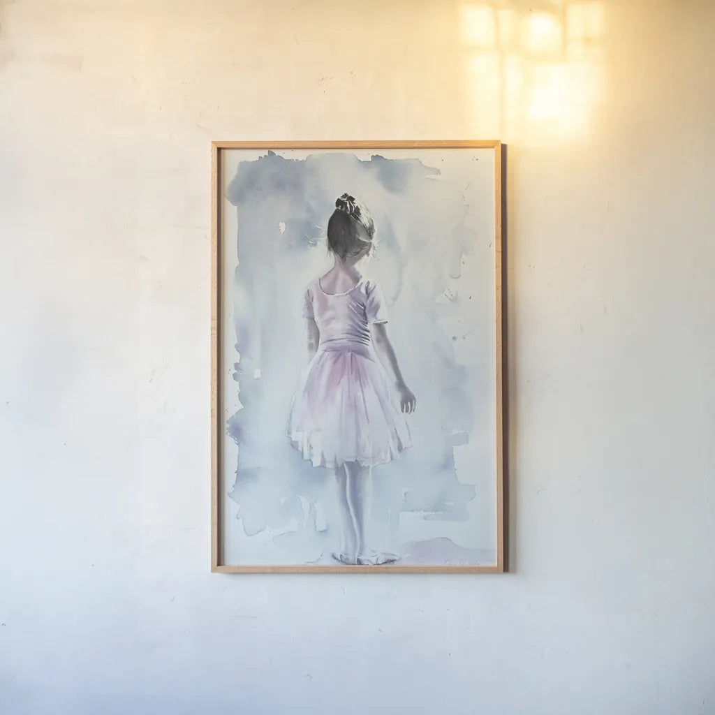 Time to go on by Aimee Del Valle. shown as a paper print in a natural frame. Available as a archival giclee rolled canvas, fine art paper, or poster print. SKU 45759h.
