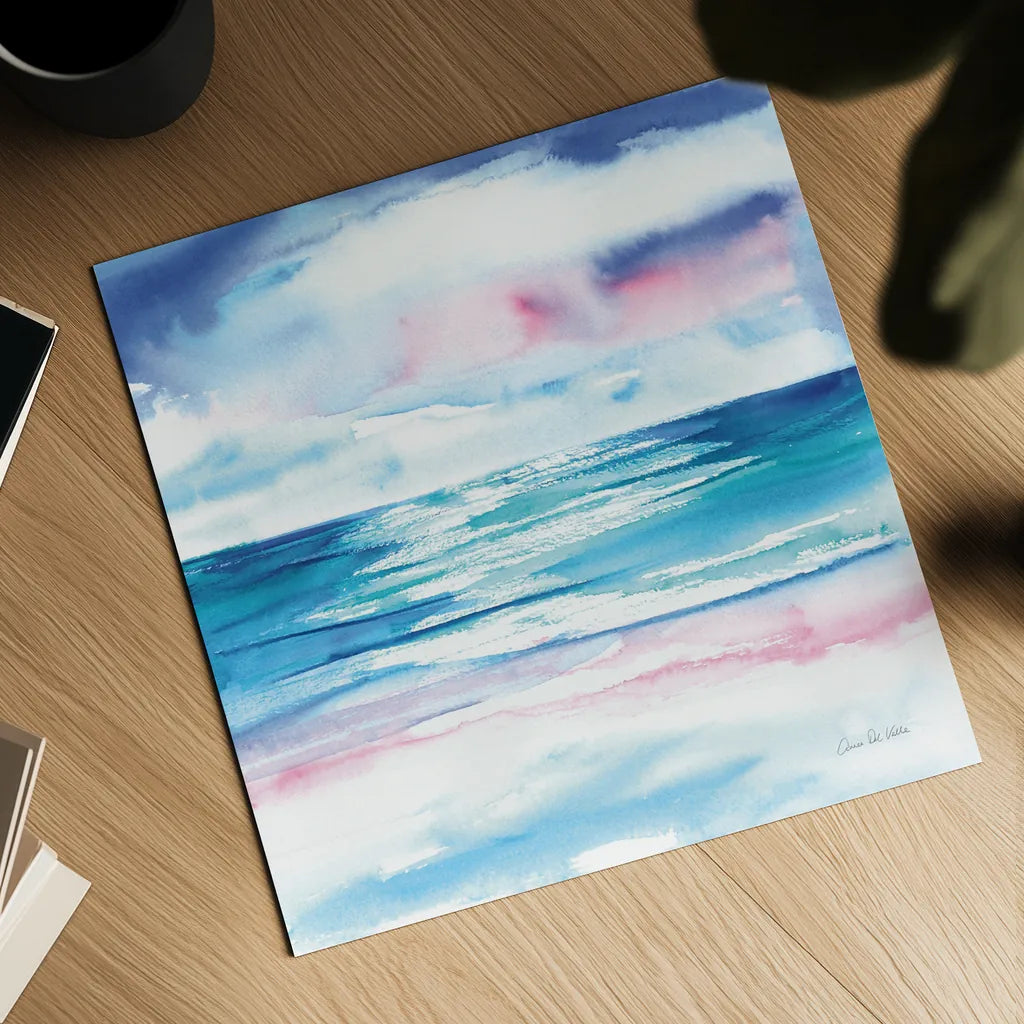 Turquoise Sea I by Aimee Del Valle. Shown as a detailed flat fine art print, highlighting archival giclee quality. Available as an archival giclee rolled canvas, fine art paper, or poster print. SKU 68315a.