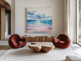 Turquoise Sea II by Aimee Del Valle. Shown as extra-large giant wall art in a modern living room. Available as an archival giclee rolled canvas, fine art paper, or poster print. SKU 68316a.