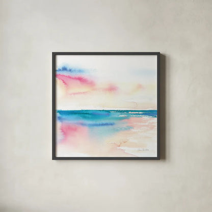 Vivid Coast by Aimee Del Valle. Shown in a sleek black glass frame for a contemporary gallery look. Available as an archival giclee rolled canvas, fine art paper, or poster print. SKU 68318a.