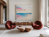 Vivid Coast by Aimee Del Valle. Shown as extra-large giant wall art in a modern living room. Available as an archival giclee rolled canvas, fine art paper, or poster print. SKU 68318a.
