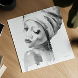 Woman I BW Crop by Aimee Del Valle. Shown as a detailed flat fine art print, highlighting archival giclee quality. Available as an archival giclee rolled canvas, fine art paper, or poster print. SKU 67206a.
