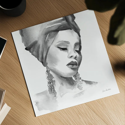 Woman II BW Crop by Aimee Del Valle. Shown as a detailed flat fine art print, highlighting archival giclee quality. Available as an archival giclee rolled canvas, fine art paper, or poster print. SKU 67207a.