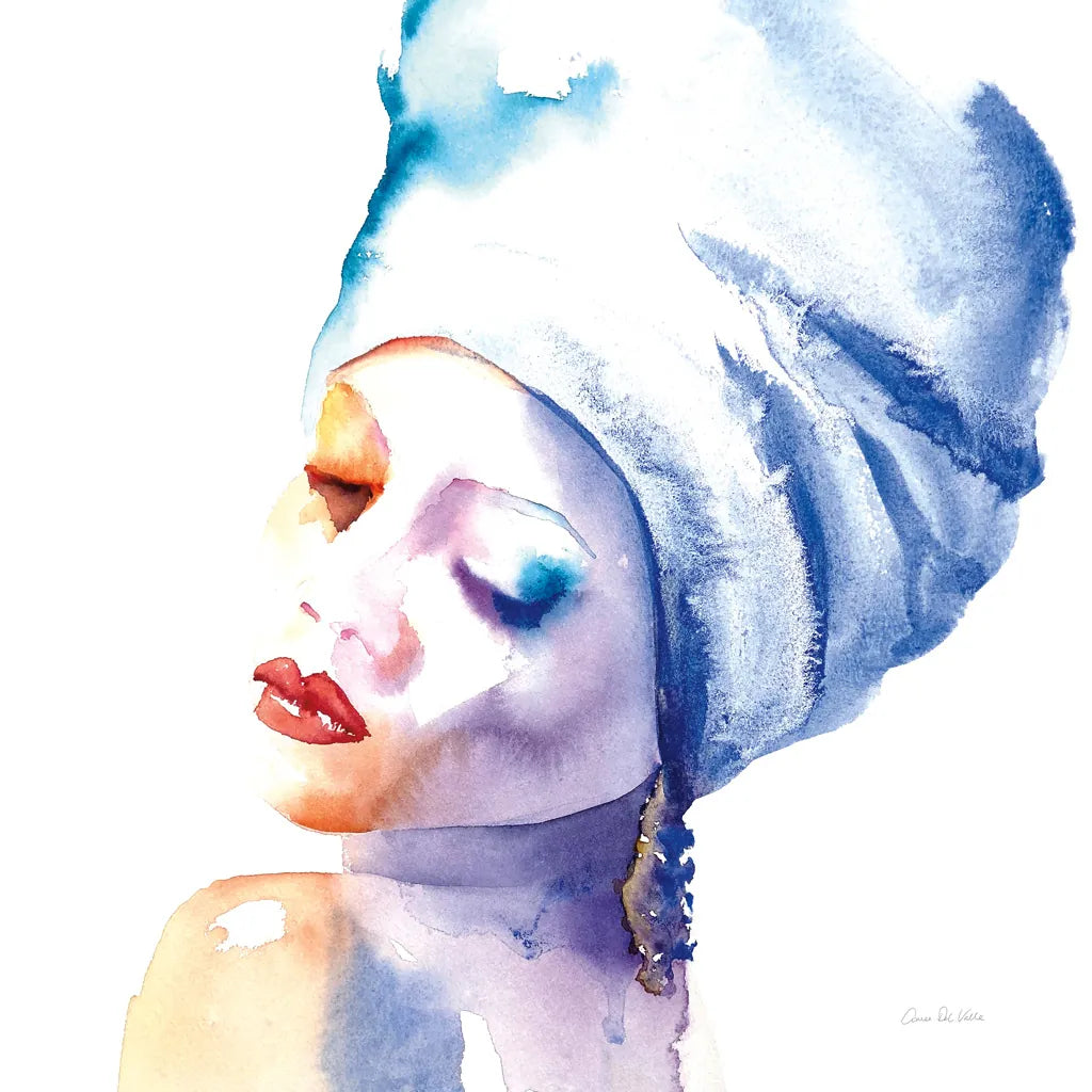 Woman in Blue Crop by Aimee Del Valle. SKU 65111a. Archival Giclee Fine art print for wall decor.
