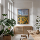250421 85661 by Alan Majchrowicz. shown as a print in a natural wood frame in a dining room. Available as a archival giclee rolled canvas, fine art paper, or poster print. SKU 101141h.