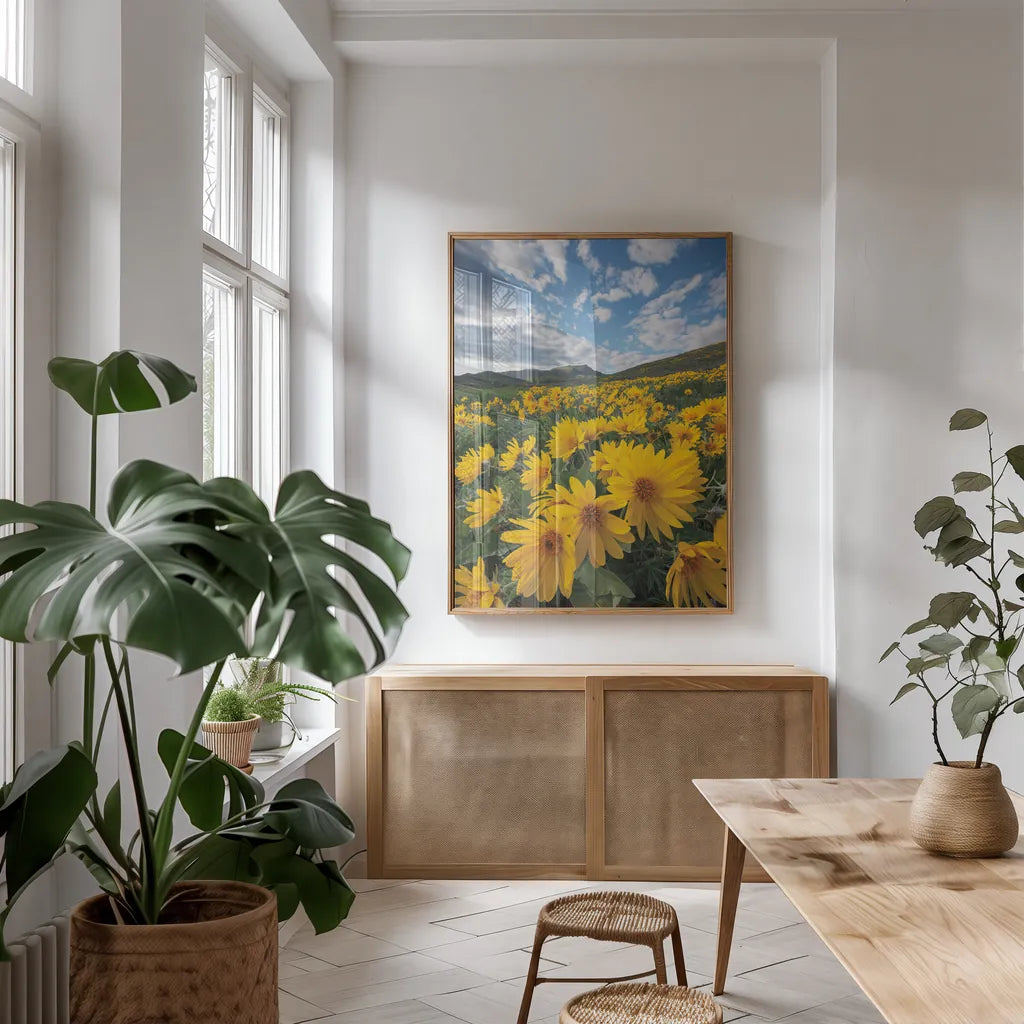 250422 85697 by Alan Majchrowicz. shown as a print in a natural wood frame in a dining room. Available as a archival giclee rolled canvas, fine art paper, or poster print. SKU 101139h.