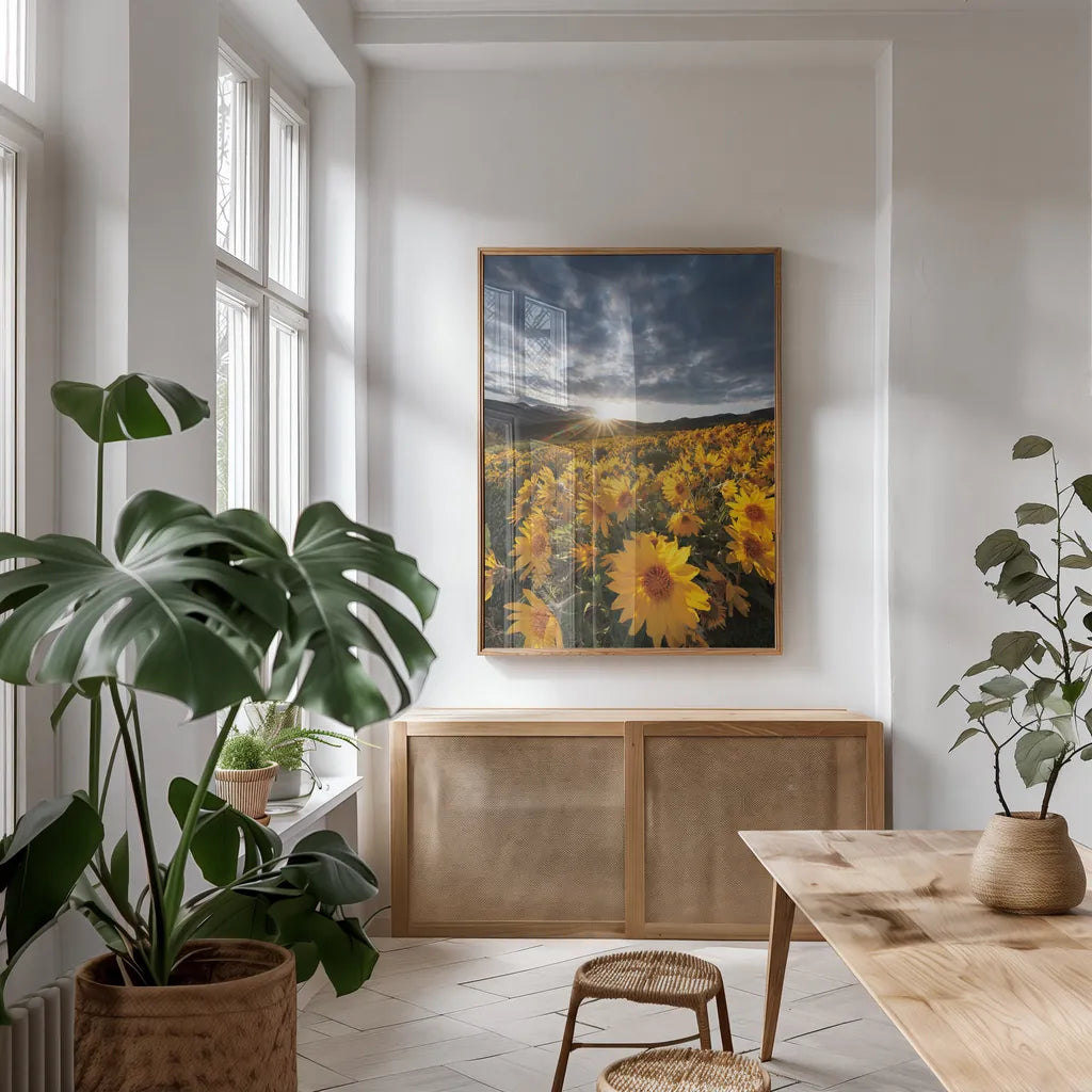 250422 85729 by Alan Majchrowicz. shown as a print in a natural wood frame in a dining room. Available as a archival giclee rolled canvas, fine art paper, or poster print. SKU 101140h.
