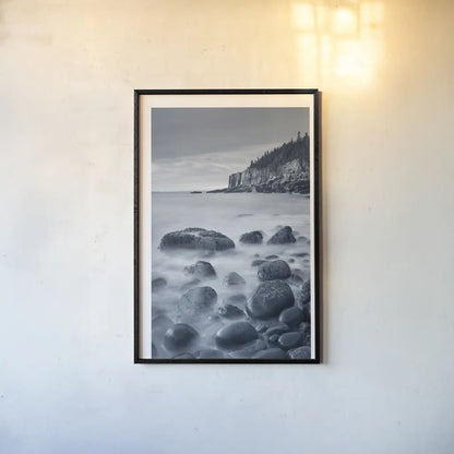 Acadia Coast by Alan Majchrowicz. shown as a paper print in a black flame. Available as a archival giclee rolled canvas, fine art paper, or poster print. SKU 33905h.