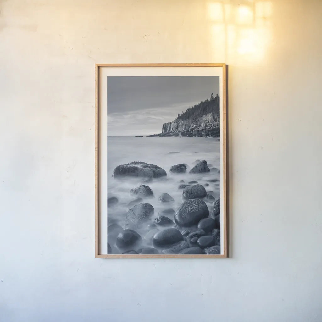 Acadia Coast by Alan Majchrowicz. shown as a paper print in a natural frame. Available as a archival giclee rolled canvas, fine art paper, or poster print. SKU 33905h.