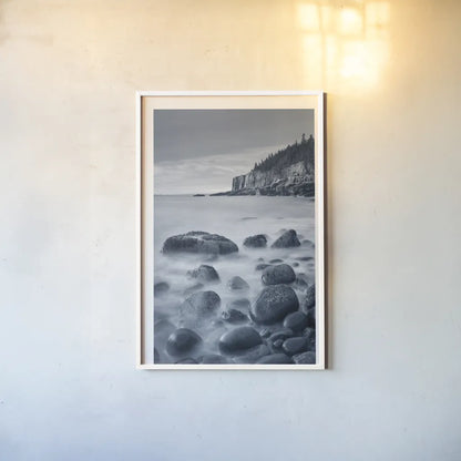 Acadia Coast by Alan Majchrowicz. shown as a paper print in a white frame. Available as a archival giclee rolled canvas, fine art paper, or poster print. SKU 33905h.