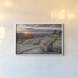 Acadia National Park Sunset by Alan Majchrowicz. shown as a paper print in a white frame. Available as a archival giclee rolled canvas, fine art paper, or poster print. SKU 53747i.