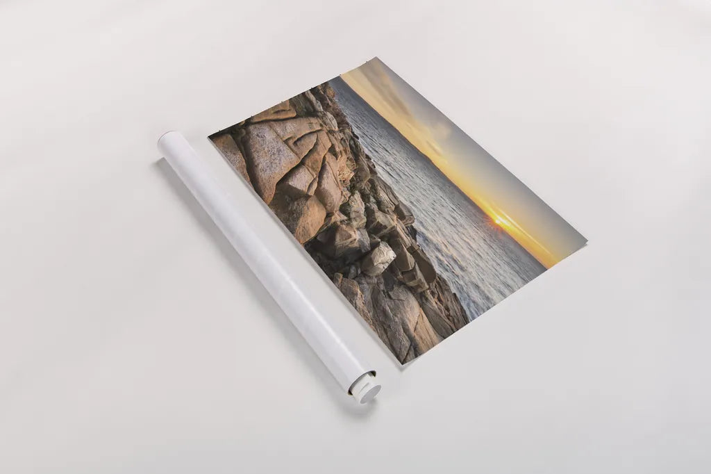 Acadia Sunrise by Alan Majchrowicz. shown as a rolled paper print. Available as archival giclee rolled canvas, fine art paper, or poster print. SKU 47839i.