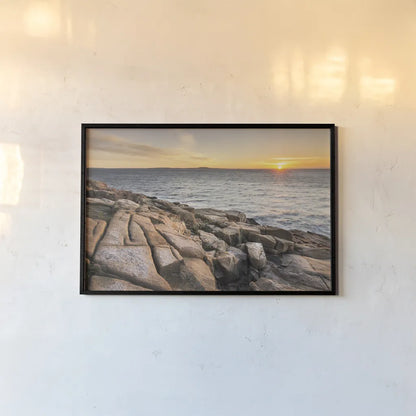Acadia Sunrise by Alan Majchrowicz. shown as a paper print in a black flame. Available as a archival giclee rolled canvas, fine art paper, or poster print. SKU 47839i.