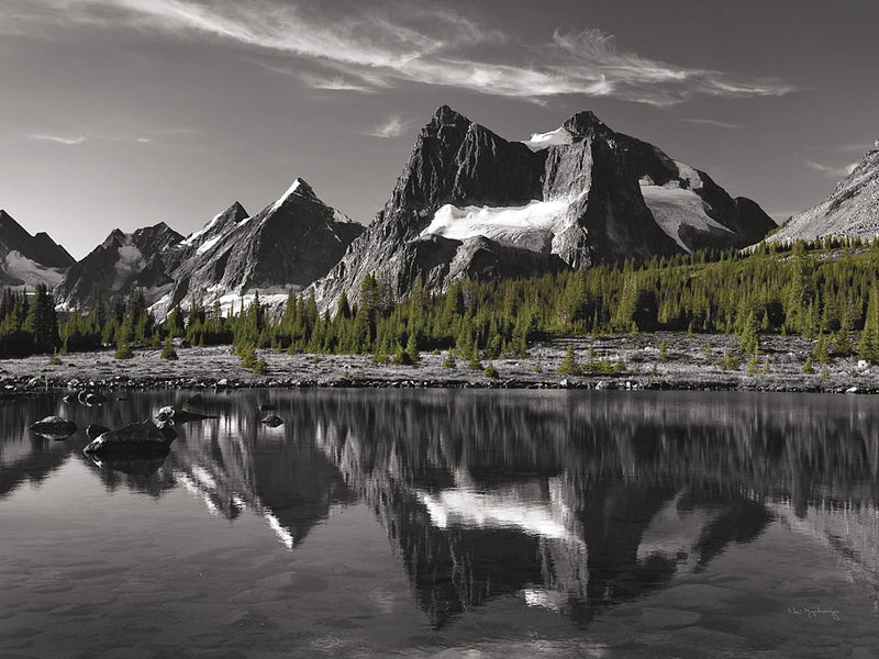 Amethyst Lake Reflection BW with Color by Alan Majchrowicz