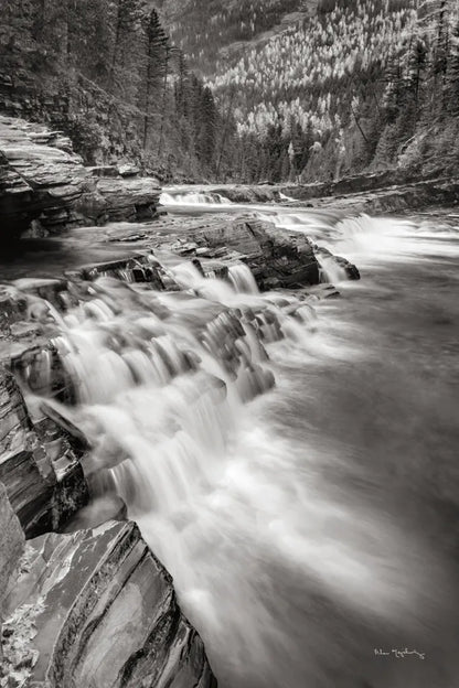 Aspens at McDonald Creek Falls by Alan Majchrowicz. SKU 43796h. Archival Giclee Fine art print for wall decor.