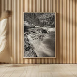 Aspens at McDonald Creek Falls by Alan Majchrowicz. shown as over sized large wall art. Available as an archival giclee rolled canvas, fine art paper, or poster print. SKU 43796h.