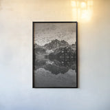Baron Lake Monte Verita Peak Sawtooh Mountains I BW by Alan Majchrowicz. shown as a paper print in a black flame. Available as a archival giclee rolled canvas, fine art paper, or poster print. SKU 81524h.