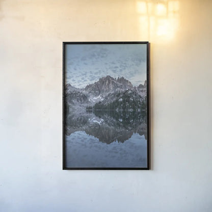 Baron Lake Monte Verita Peak Sawtooth Mountains I by Alan Majchrowicz. shown as a paper print in a black flame. Available as a archival giclee rolled canvas, fine art paper, or poster print. SKU 81521h.