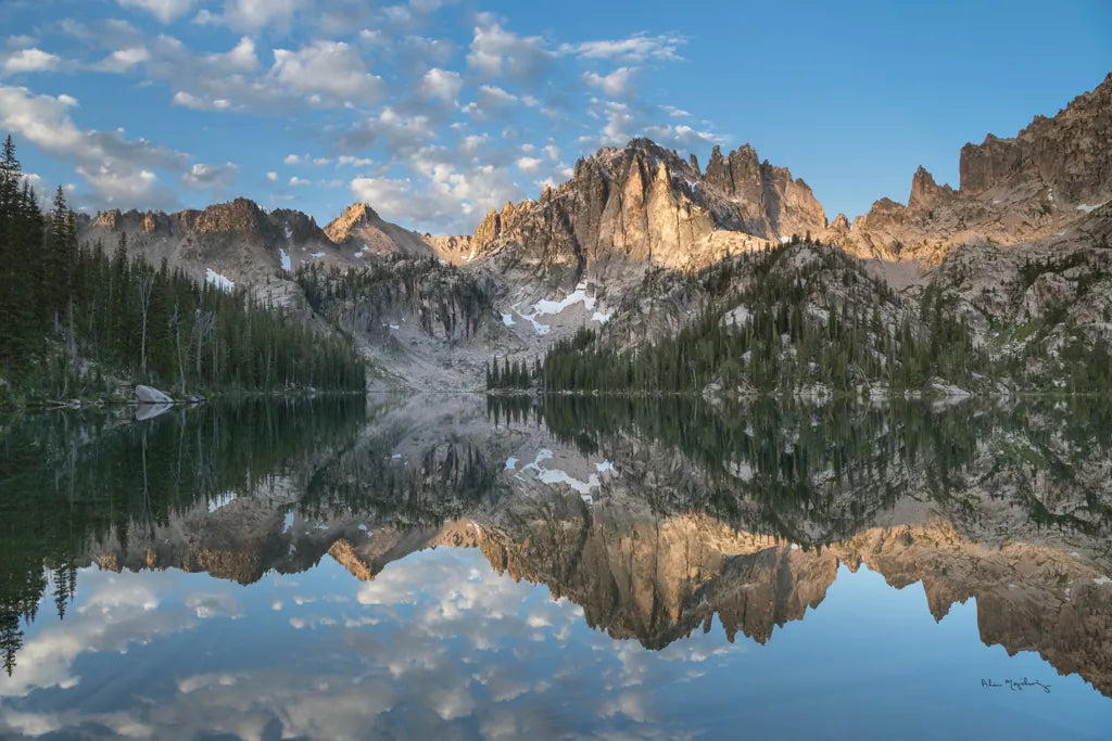 Baron Lake Monte Verita Peak Sawtooth Mountains II by Alan Majchrowicz. SKU 81522i. Archival Giclee Fine art print for wall decor.