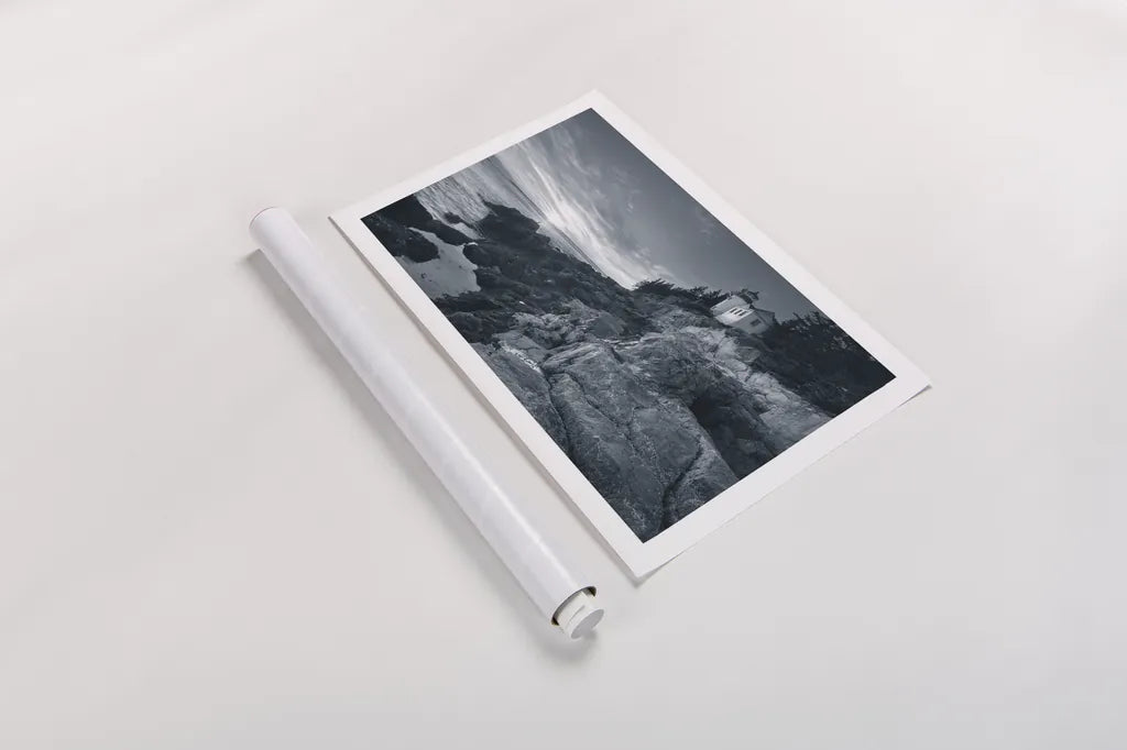 Bass Harbor Head Sunset by Alan Majchrowicz. shown as a rolled paper print. Available as archival giclee rolled canvas, fine art paper, or poster print. SKU 33906i.